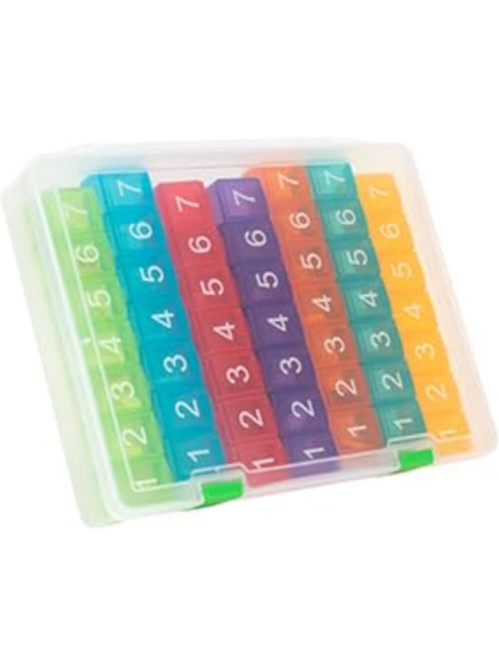 Large Rainbow Weekly Pill Organizer with Magnetized Chart & Dry Erase Pen
